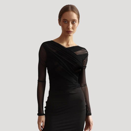 Top para mujer, transparente, de manga larga, para primavera
