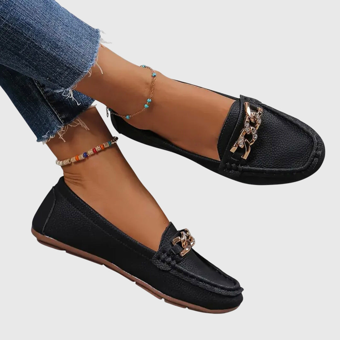 Gold Chain Comfort Slip-On Loafers