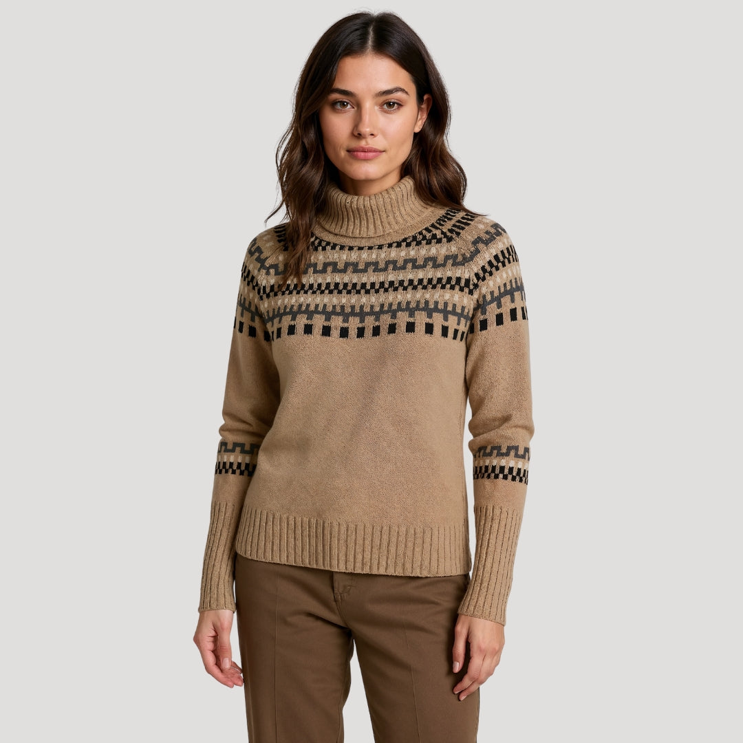 Women’s Spring Patterned Turtleneck Knit Sweater