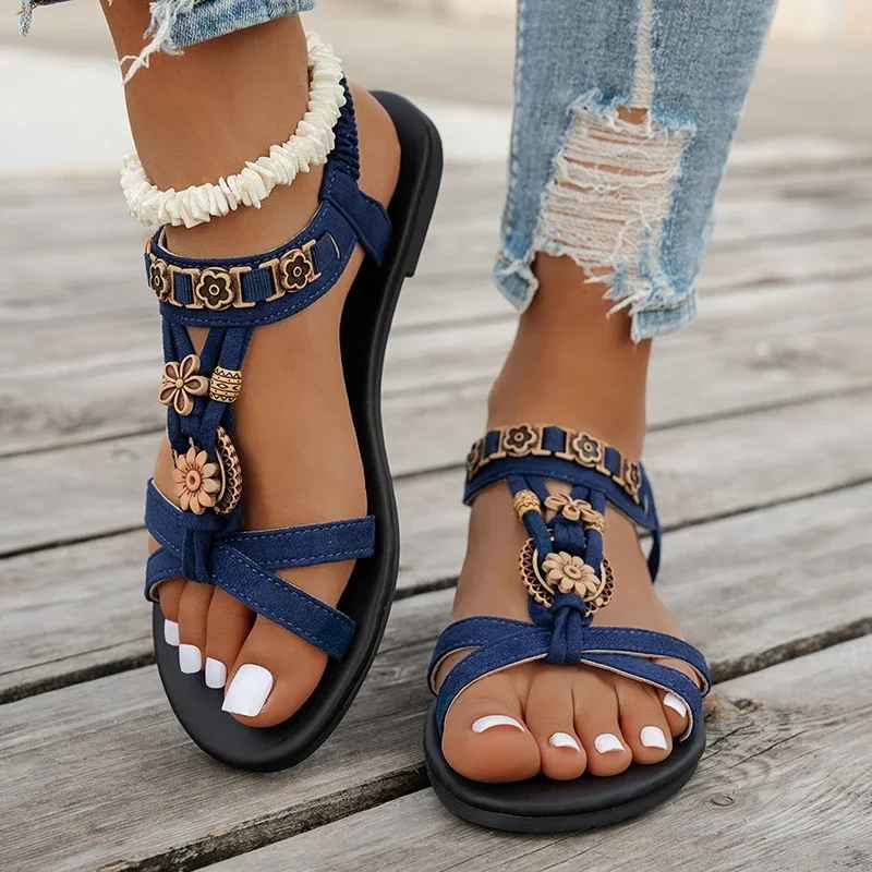 Flower Beaded Bohemian Sandals