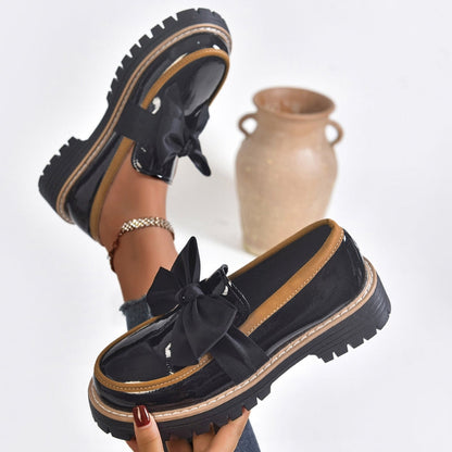 Lucente Bowknot Real Leather Loafers