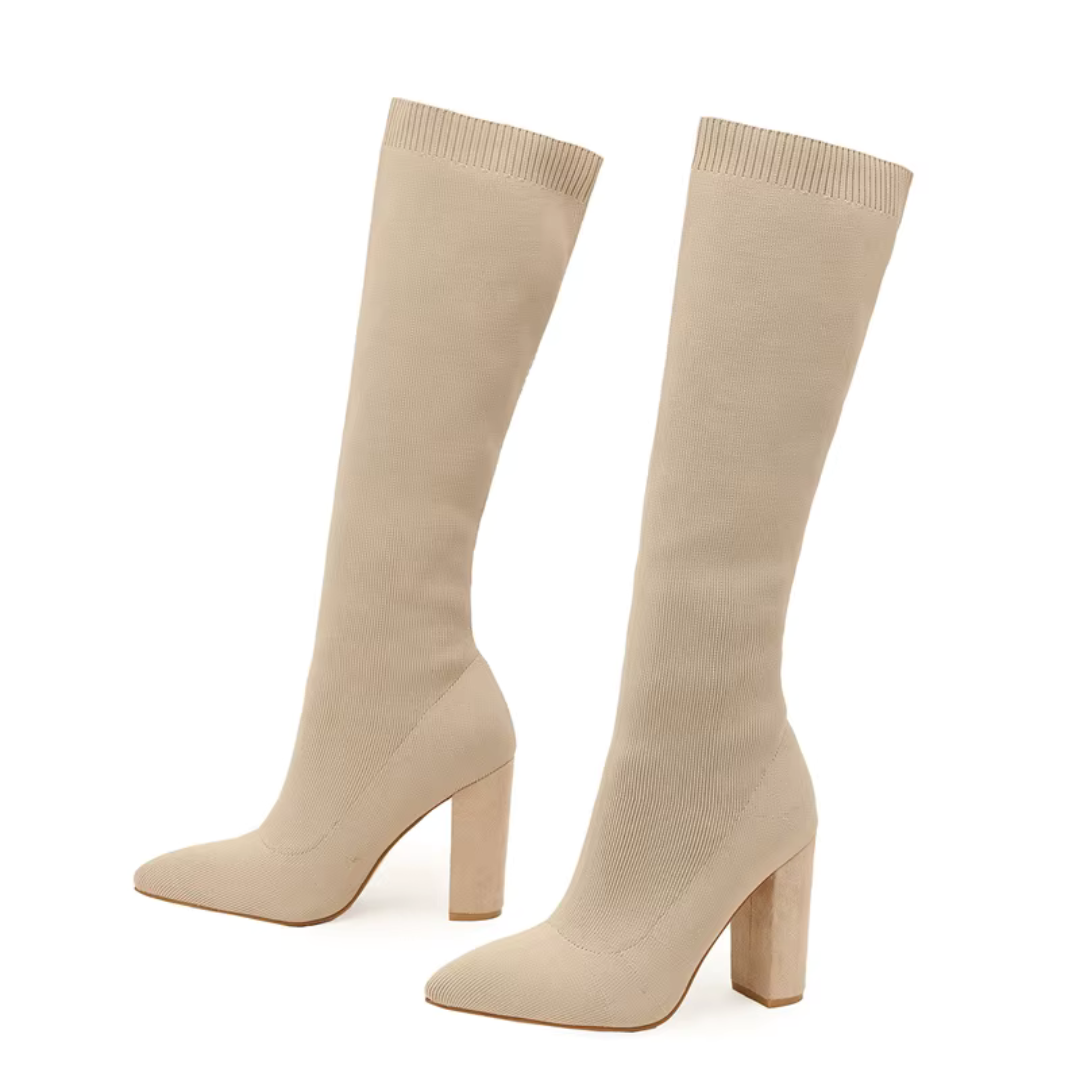 Botas de tacón alto de invierno para mujer hasta la rodilla