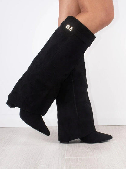 Women's Winter Zip-Up Slouchy High Heel Boots