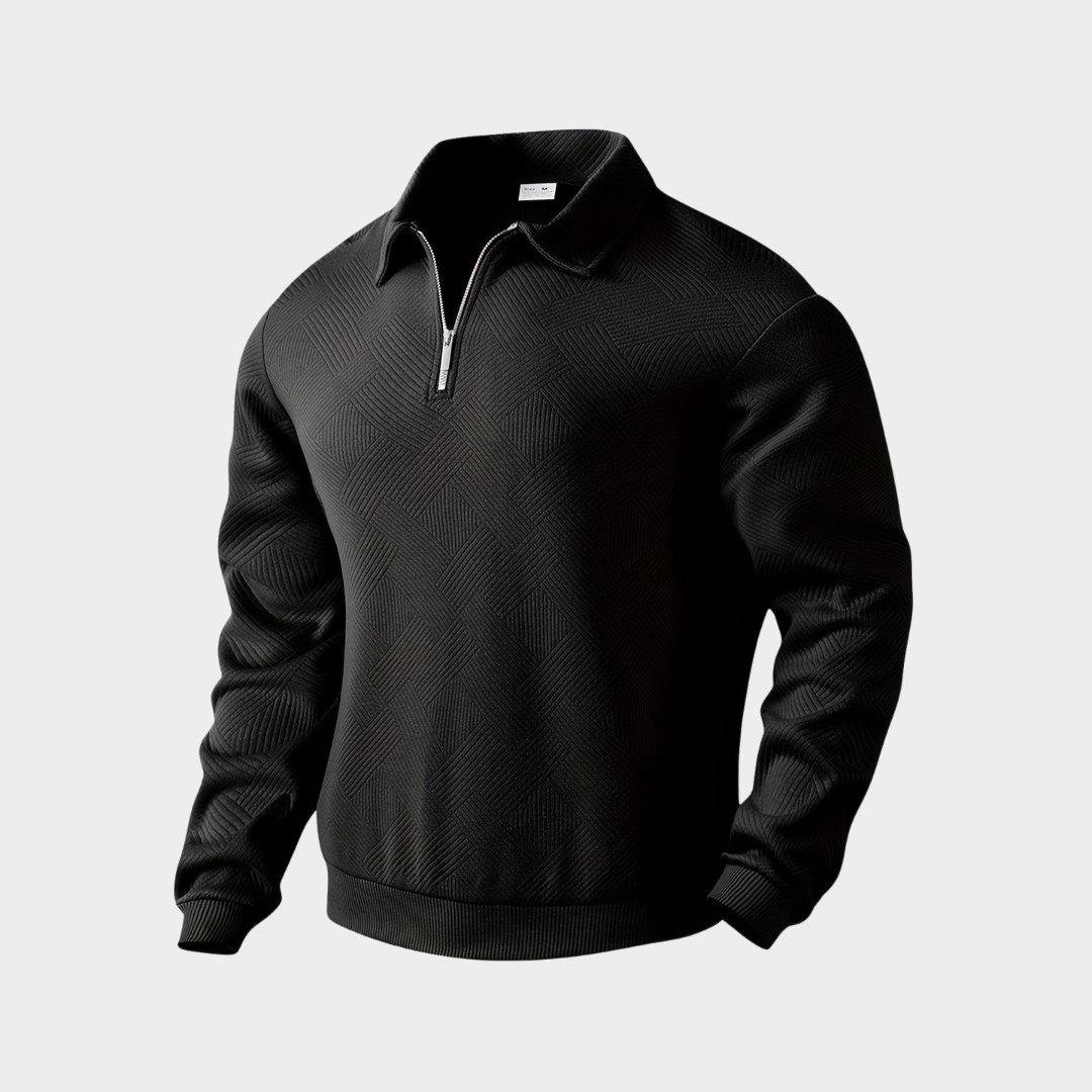 Men’s Casual Textured Design Half Zip Sweater