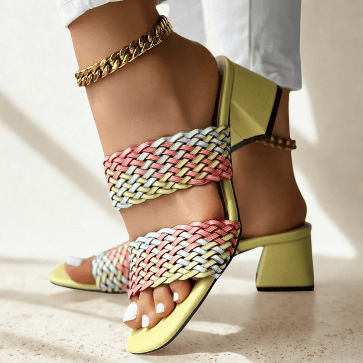 Sandalias de tacón trenzadas Colorblock Soletta