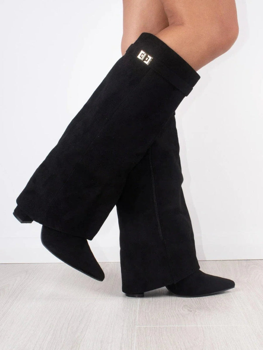 Botas bucaneras de cuero para mujer con hebilla