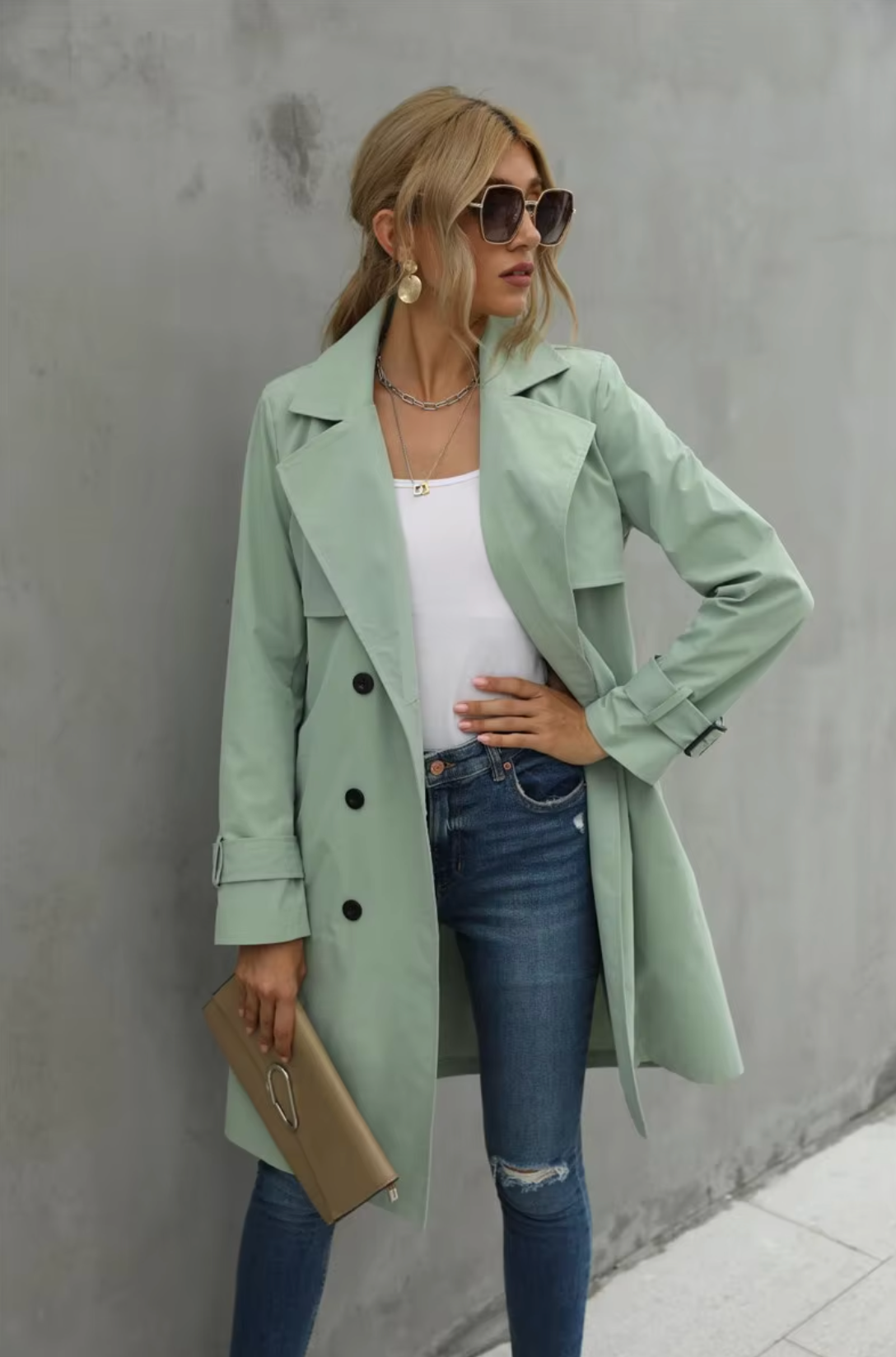 Women’s Double Breasted Belted Trench Coat