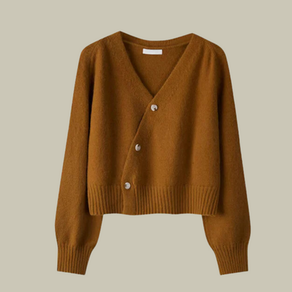 Women’s Cross Button V Neck Merino And Wool Sweaters