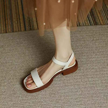 Genuine Leather Low Heel Sandals