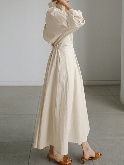Maxivestido camisero entallado para mujer