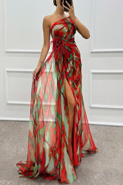 Women’s One Shoulder Slit Maxi Dress