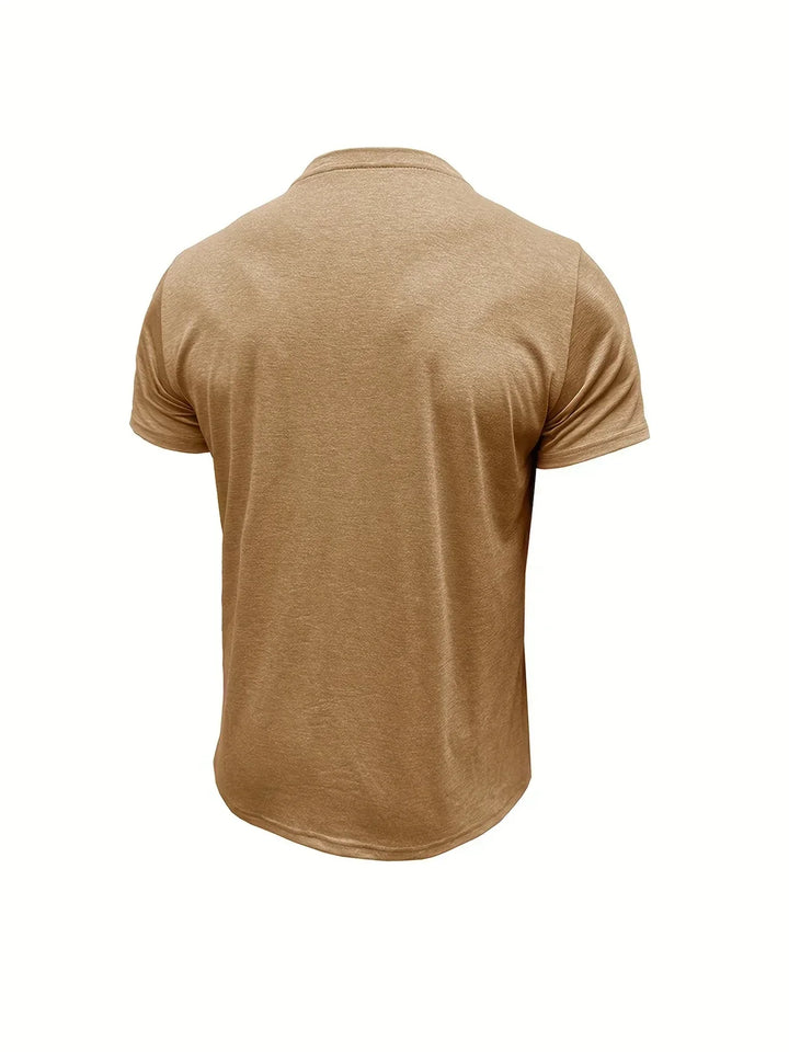 Camisa Clásica de Cuello Redondo con Bolsillo