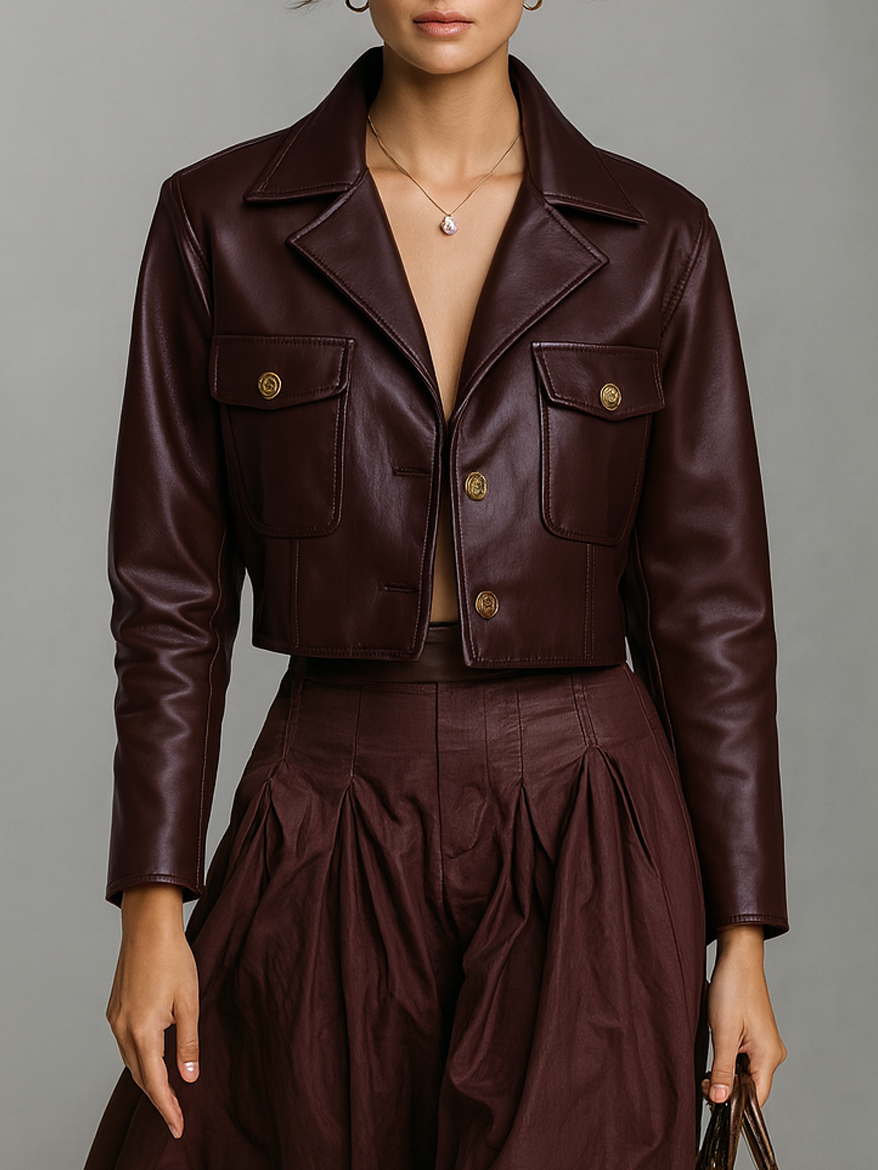 Women's Minimalist Faux Leather Short Jacket