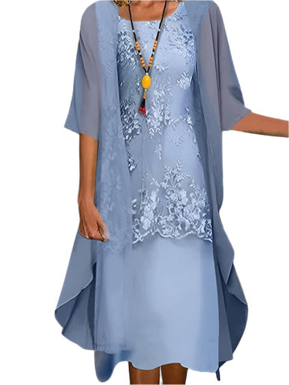 Women Flowing Sheer Sleeve Midi Dress