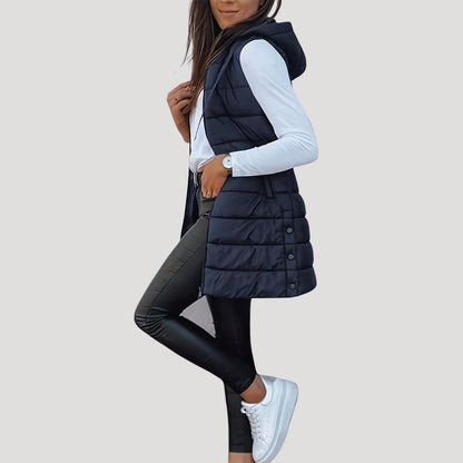 Chaleco acolchado con capucha de invierno para mujer