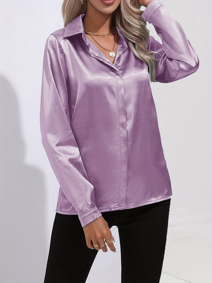 Women’s Button Down Long Sleeve Satin Blouses