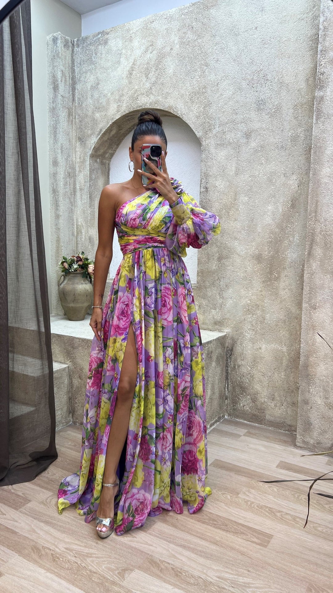 Women’s Elegant Floral Slit Maxi Dress