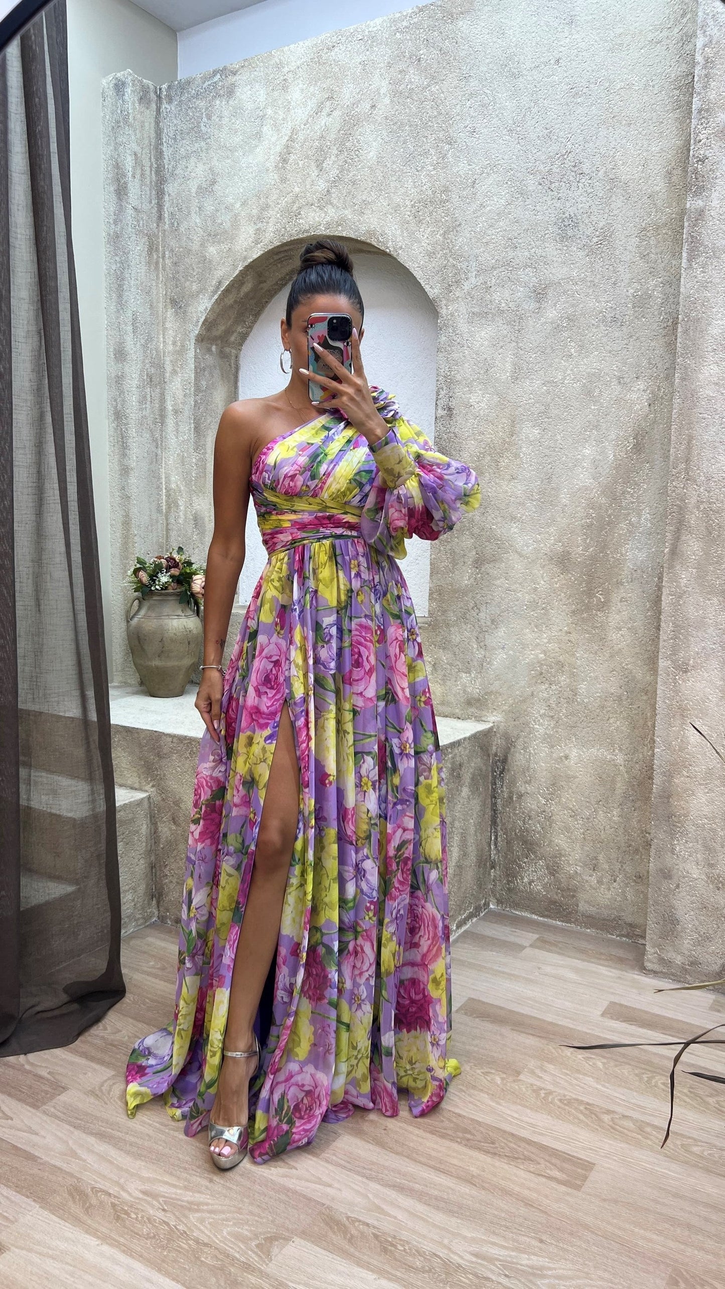 Women’s Elegant Floral Slit Maxi Dress