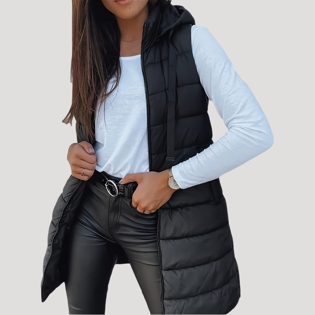 Chaleco acolchado con capucha de invierno para mujer