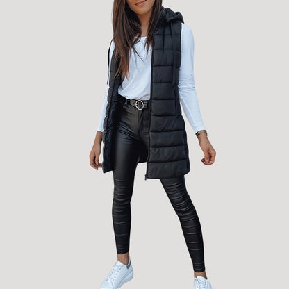 Chaleco acolchado con capucha de invierno para mujer