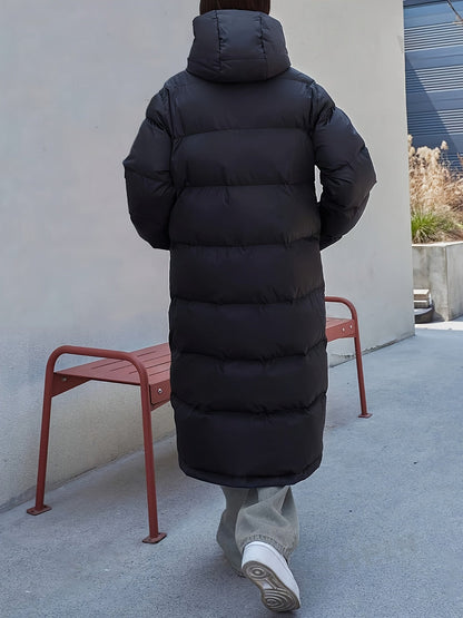 Long Women's Puffer Jacket with Hood