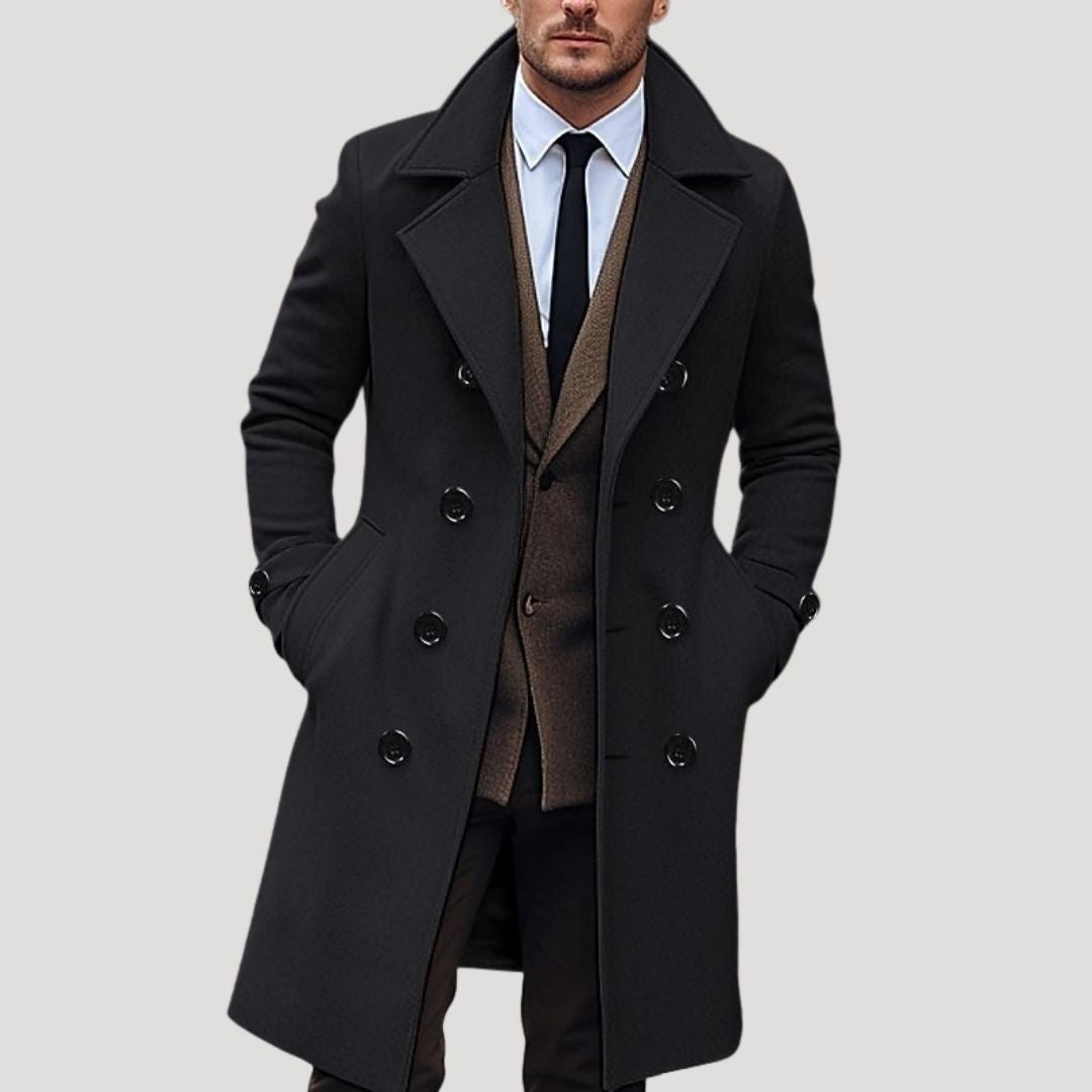 Men’s Spring Double-Breasted Long Coat
