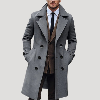 Men’s Spring Double-Breasted Long Coat