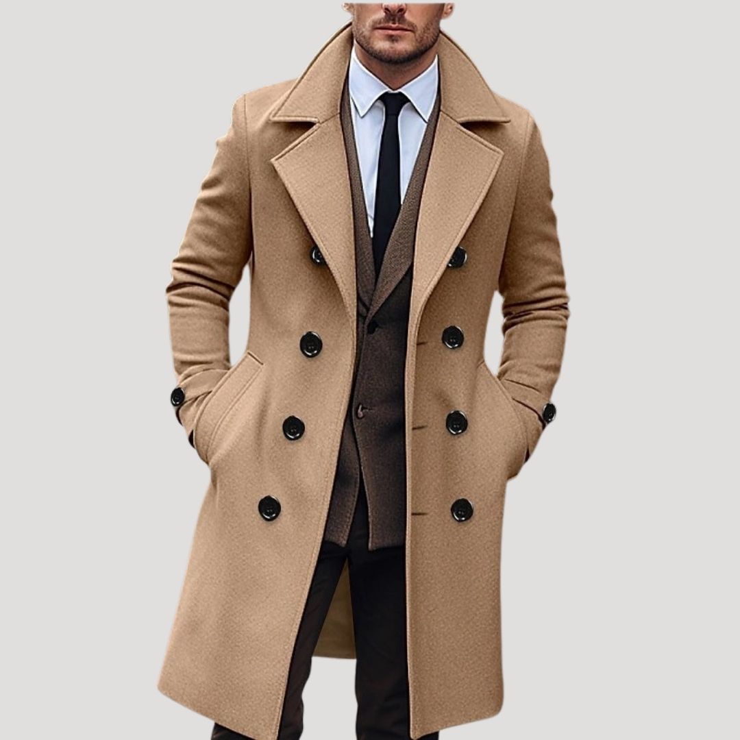 Men’s Spring Double-Breasted Long Coat