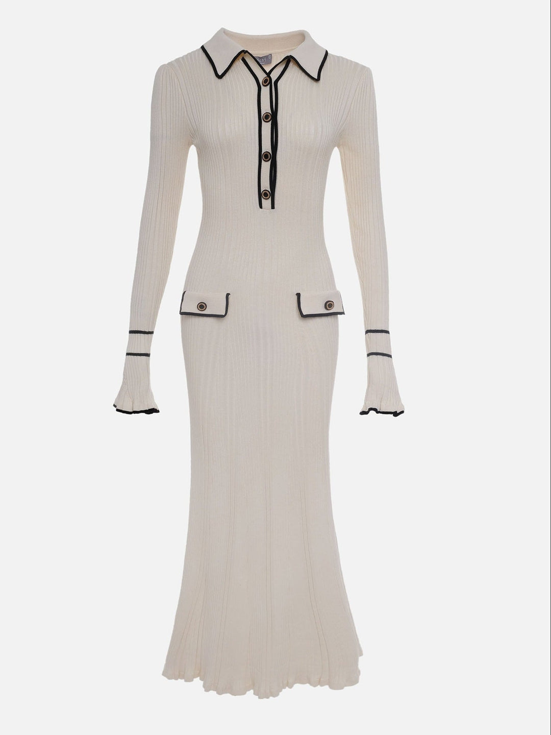 Women’s Spring Ribbed Button Midi Dress