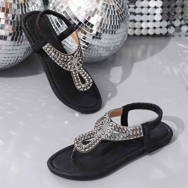 Crystal Clip Toe Flat Sandals