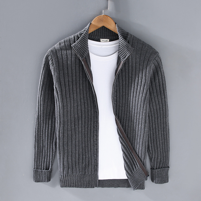 Men’s Warm Knitted Zip Jacket Winter Cardigan