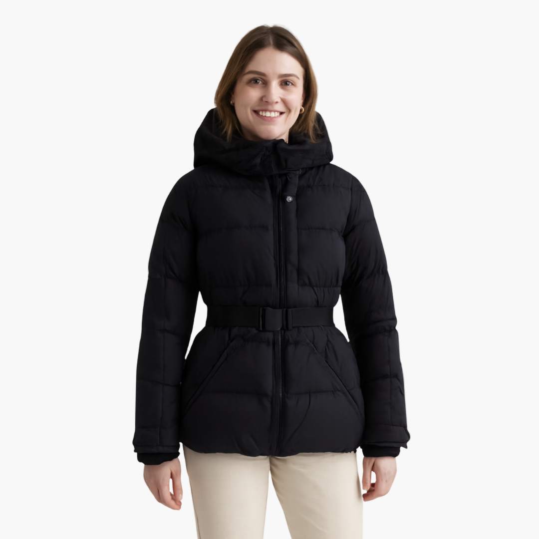 Women’s Quilted Belted Winter Hooded Coat