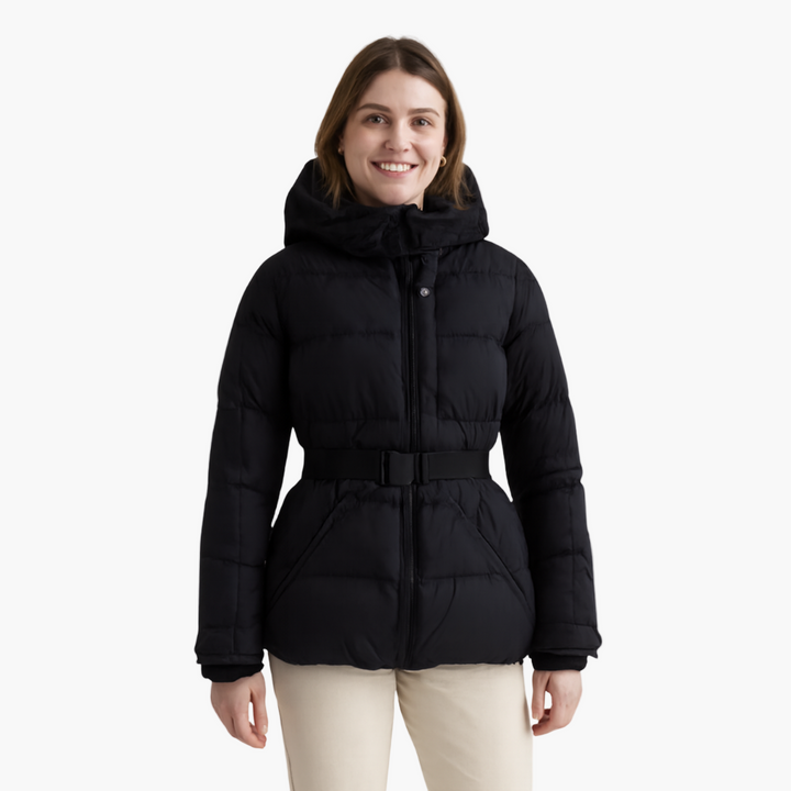 Women’s Quilted Belted Winter Hooded Coat