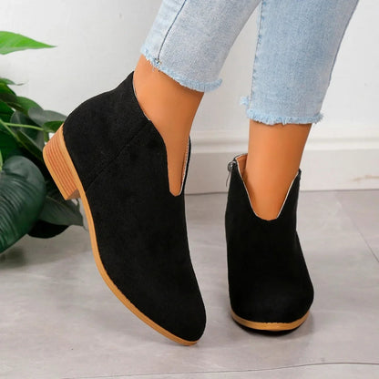 Women’s Leopard Print Ankle Boots with Zipper