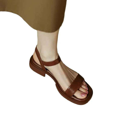 Genuine Leather Low Heel Sandals