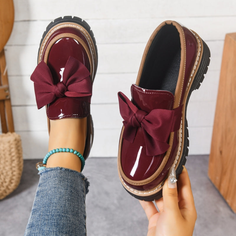 Lucente Bowknot Real Leather Loafers