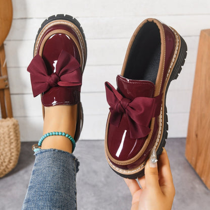 Lucente Bowknot Real Leather Loafers