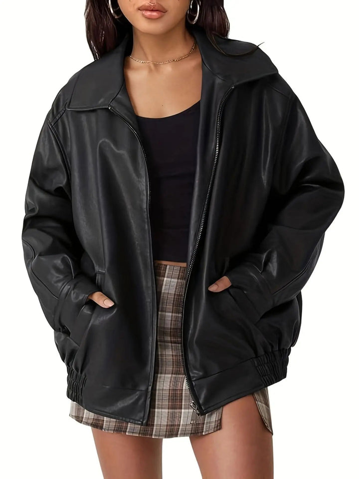 Women’s Classic Oversized Leather Bomber jacket