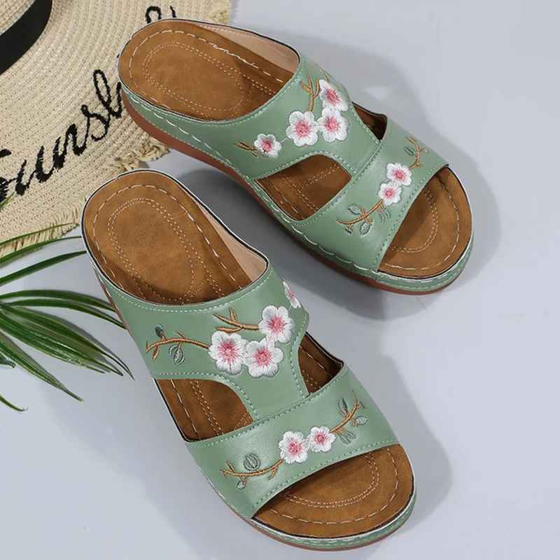 Embroidered Boho Wedge Sandals