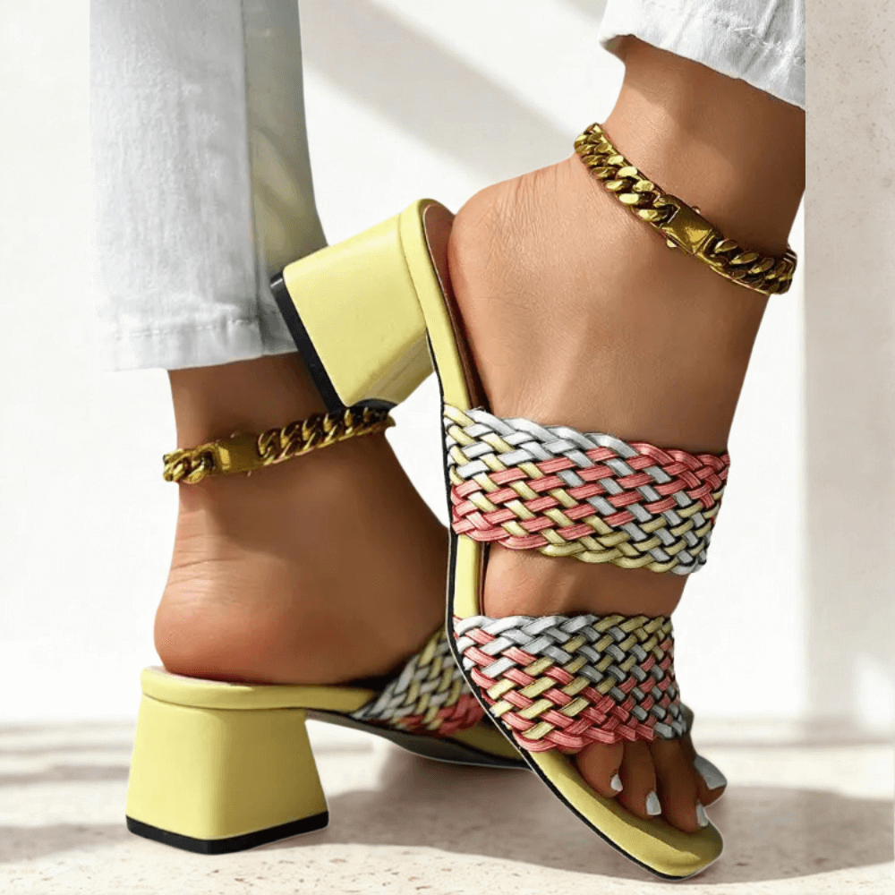 Sandalias de tacón trenzadas Colorblock Soletta