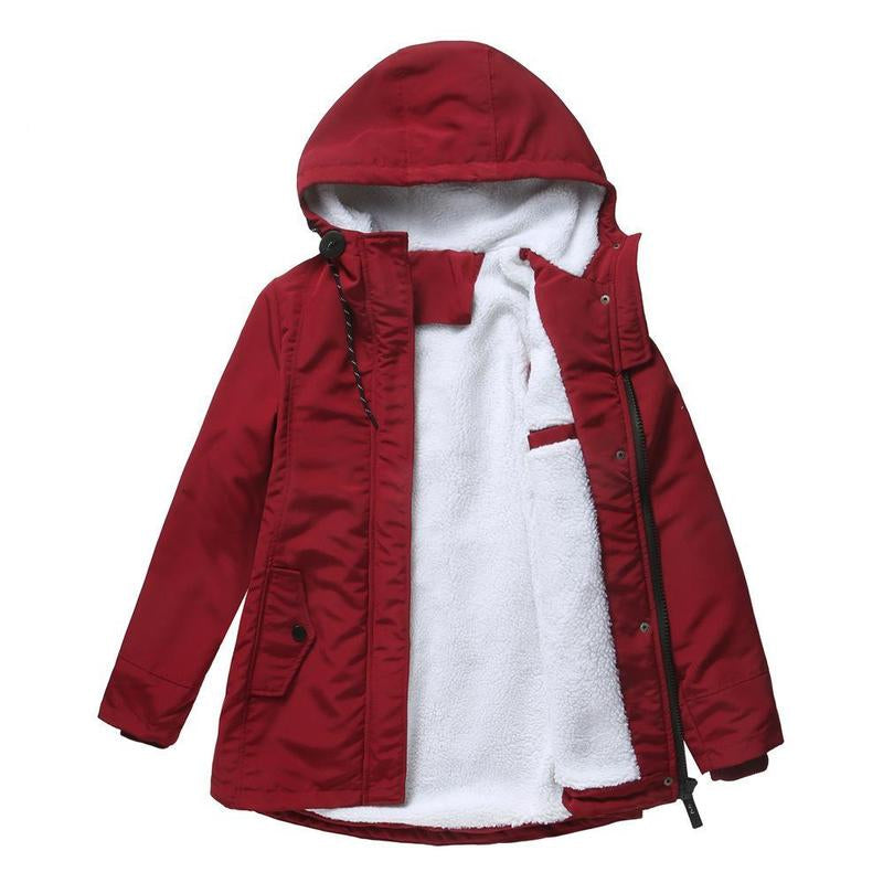 Thick Winter Coat with Hood and Quilted Lining for Winter Warmth