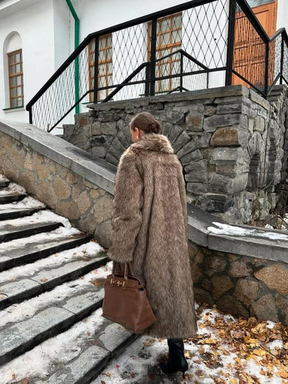 Women's Solid Color Open Faux Fur Coat