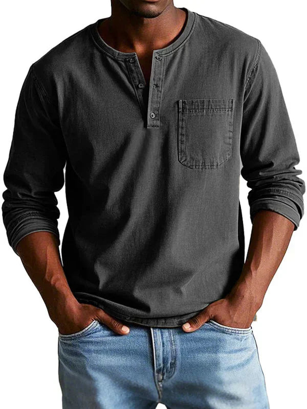 Men’s Casual Long Sleeve Henley Shirt