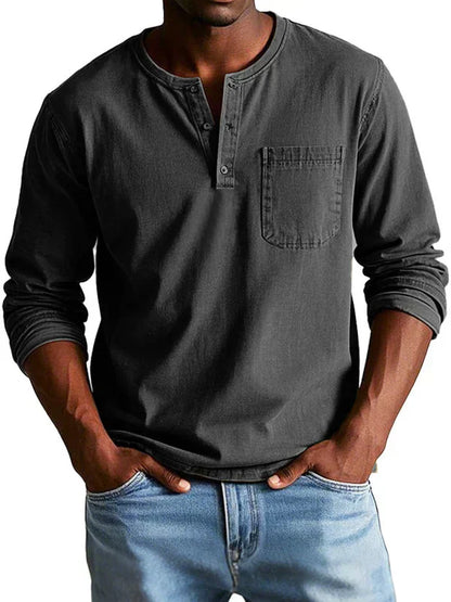 Men’s Casual Long Sleeve Henley Shirt