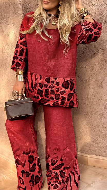 Aislinn | Conjunto informal con estampado de leopardo