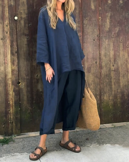 Women’s Relaxed Long Tunic and Pant Set