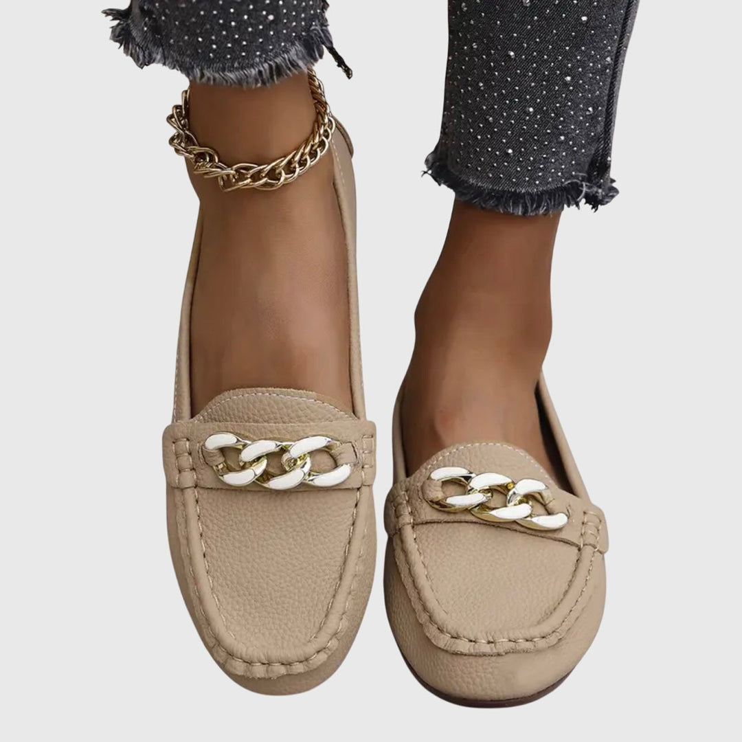 Gold Chain Comfort Slip-On Loafers