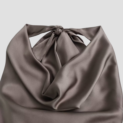 Women’s Halter Back Tie Draped Satin Tanks