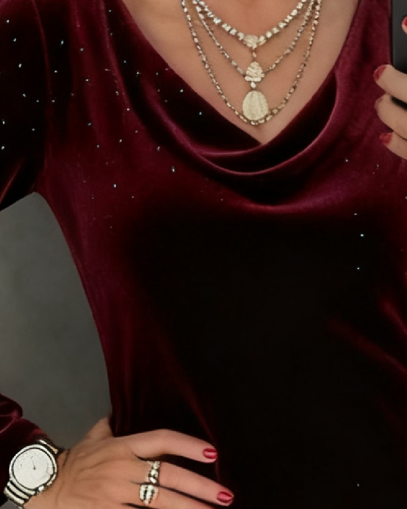 Shimmering Finish Straight-Cut Dress