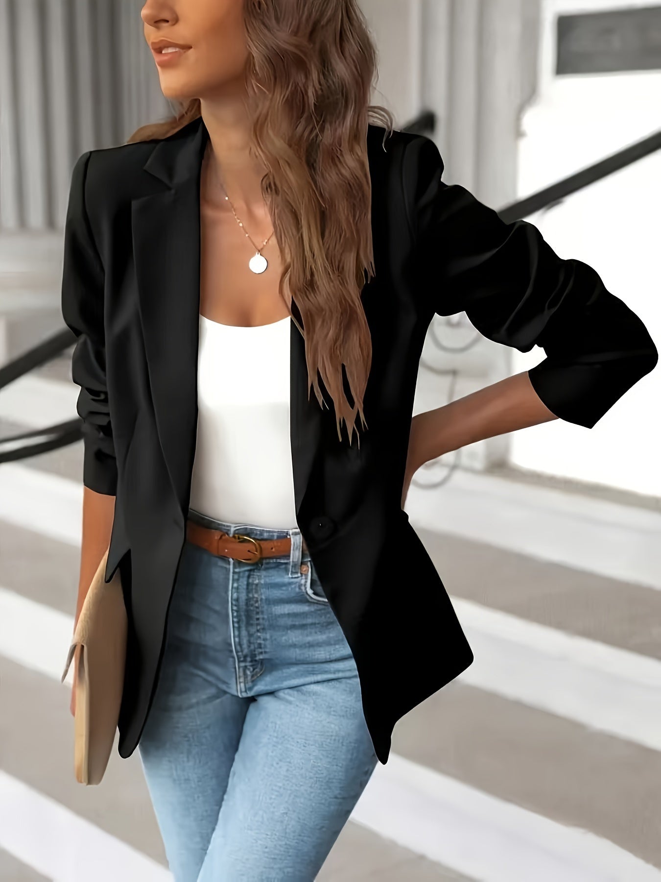 Women's Office Single Button Casual Blazer